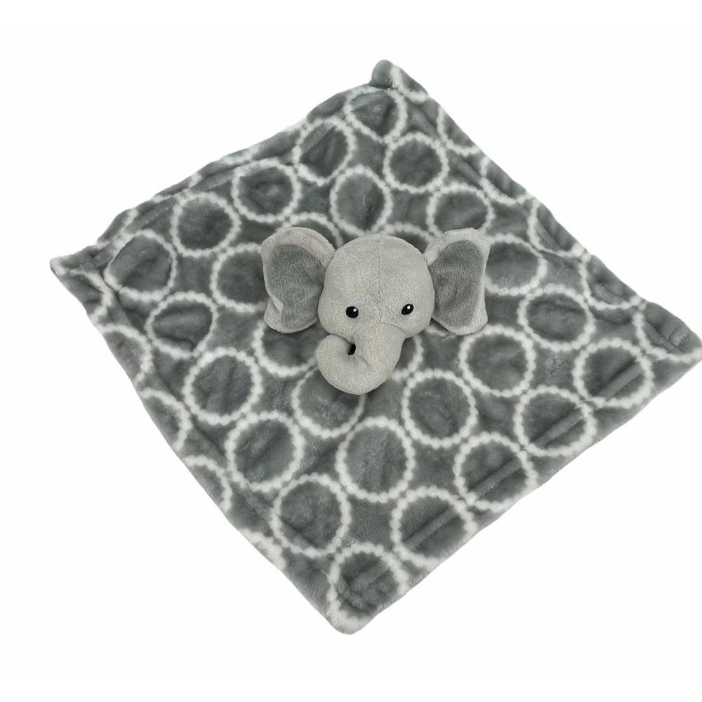 HB Grey White Elephant 14" Security Blanket Lovey Very‎ Soft Minky Plush